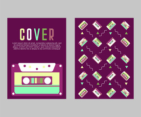 80s, retro music party banner or cover. Old style vector poster