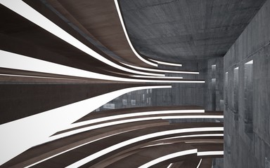 Obraz premium Abstrakcyjne tło w postaci wieżowców z ciemnego betonu .. Nocny widok na oświetlone. Ilustracja 3D i renderowania