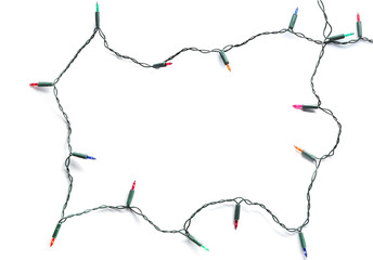 Christmas lights on white background