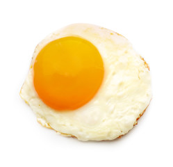 Tasty fried egg on white background