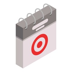Calendar target day icon. Isometric of calendar target day vector icon for web design isolated on white background