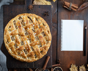 baked whole round apple pie