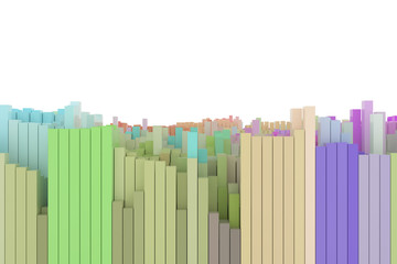 Colorful 3D rendering. Shape composition, geometric structure, block for design texture, background.