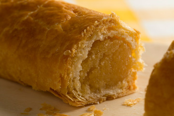  Dutch pastry with almond filling close up