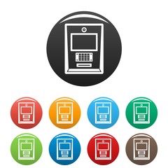 Atm icons set 9 color vector isolated on white for any design