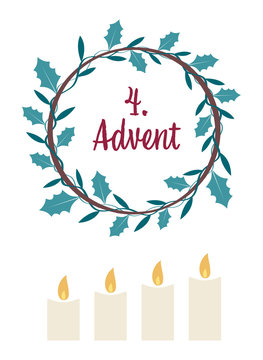 an advent wreath with candles. the 4. Advent.
