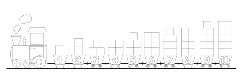 coloring page with the train and 1-10 numbers / educational page for children