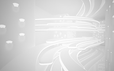 White smooth abstract architectural background whith gray lines . 3D illustration and rendering