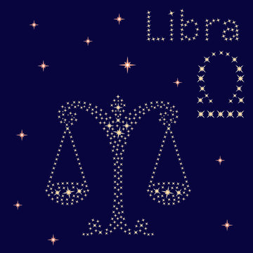 Zodiac sign Libra on the starry sky