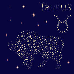 Fototapeta na wymiar Zodiac sign Taurus on the starry sky