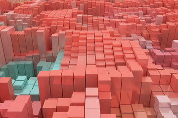 Obraz premium Colorful 3D rendering. Background abstract shape composition, geometric structure block for design, graphic resource.
