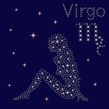 Zodiac sign Virgo on the starry sky