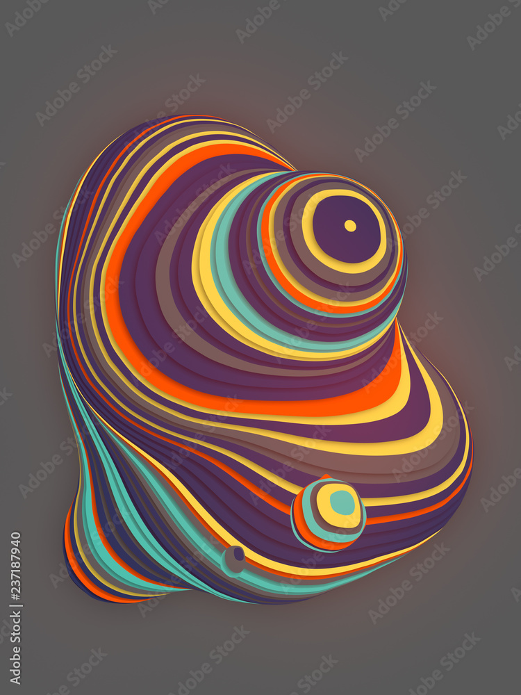Aufkleber Colored sliced shape. Computer generated abstract geometric 3D render illustration