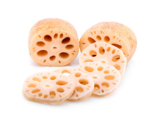 Lotus root on white background
