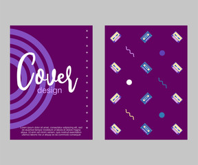 Fototapeta premium Retro party 80's banner, cover or invitation card with cassete tape. Old style vector poster