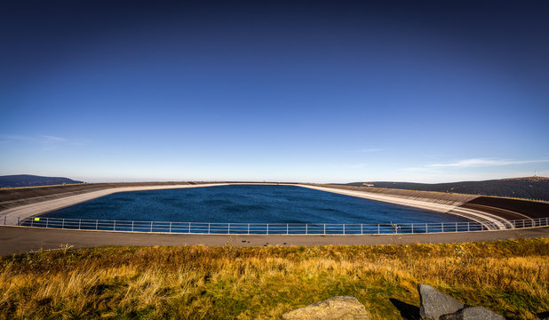 View of the upper water reservoire Dlouhe Strane in the Jeseniky mountains in Czech Republic