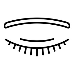 Closed eye icon. Outline closed eye vector icon for web design isolated on white background