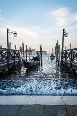 Gondolas on the water in Venice