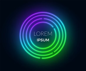 Neon futuristic round frame for text. Can be used as a background.