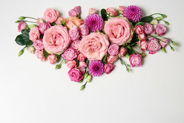 Beautiful pink flowers on white background
