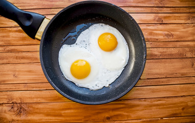 fried egg in a frying pan