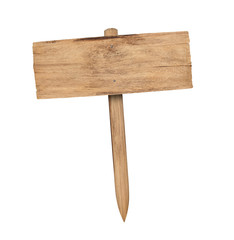 old wooden sign plank  isolated on white background