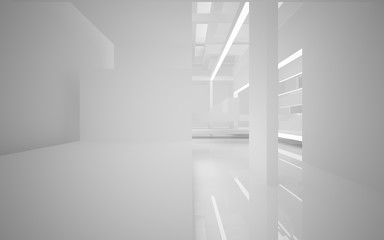 Abstract white interior highlights future. Architectural background. 3D illustration and rendering