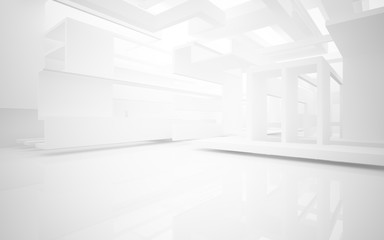 Abstract white interior highlights future. Architectural background. 3D illustration and rendering
