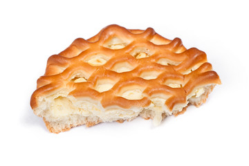 Piece of big cottage cheese pie