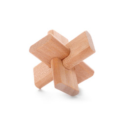 Wooden puzzle on white background