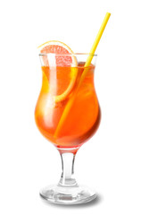 Delicious cocktail on white background