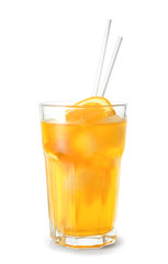 Delicious cocktail on white background