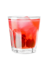 Delicious cocktail on white background