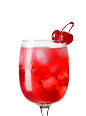 Delicious cocktail on white background