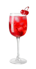 Delicious cocktail on white background