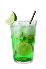 Delicious cocktail on white background