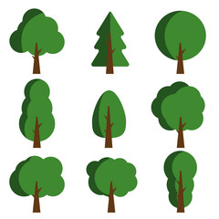 Set of nine trees vector illustration