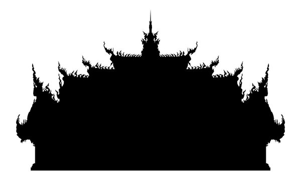 Thai ancient buddhist temple. Vector silhouette.
