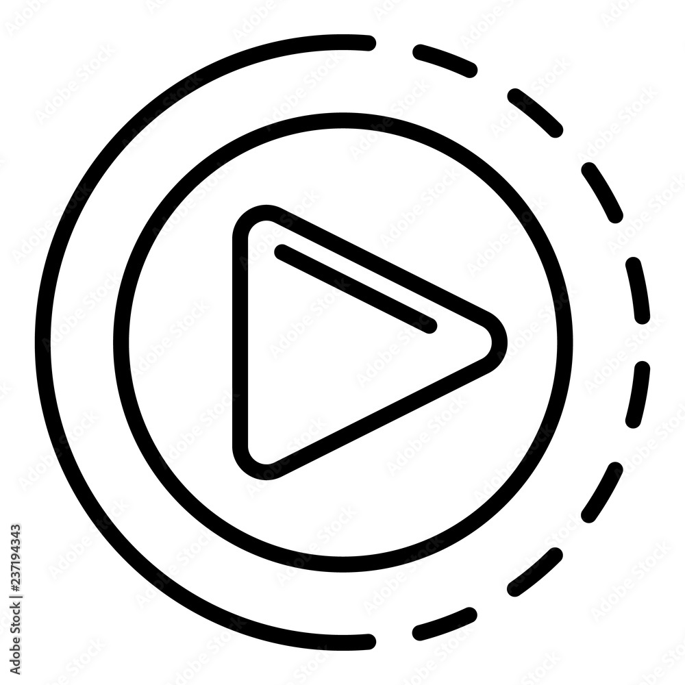 Poster round video player icon. outline round video player vector icon for web design isolated on white bac