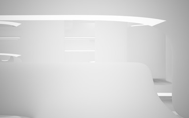 Obraz premium Abstract smooth white interior of the future. Night view from the backlight. Architectural background. 3D illustration and rendering 