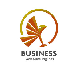 creative eagle bird with circle logo vector, falcon circle logo design