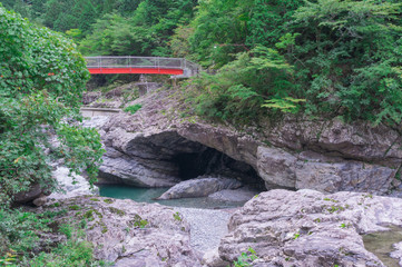Fototapeta na wymiar Bridge of the Mitarai ravine Nara,Japan.