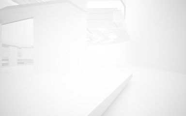 Abstract white interior highlights future. Architectural background. 3D illustration and rendering