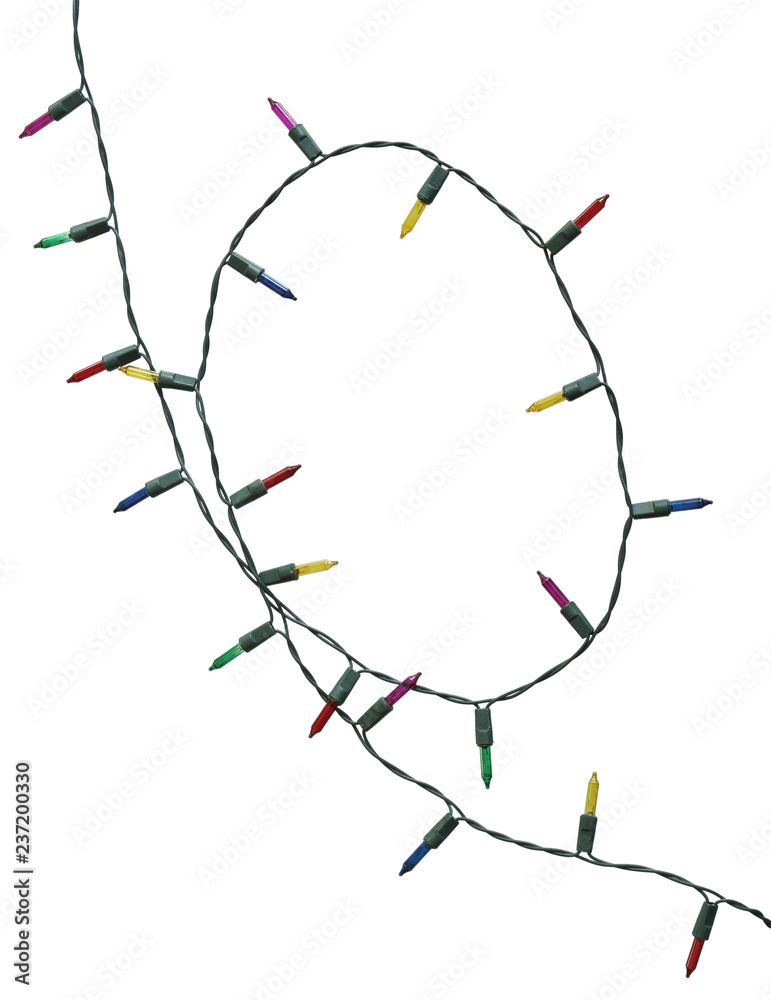 Wall mural christmas lights (with clipping path) isolated on white background
