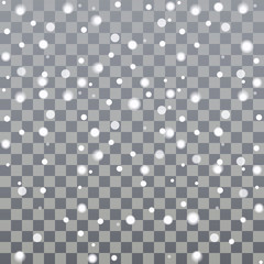 Christmas and New Year snow vector isolated on dark background. Falling snow seamless pattern. 2019 decoration holidays and cards.