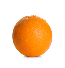 Tasty ripe orange on white background