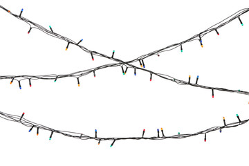 Christmas lights on white background