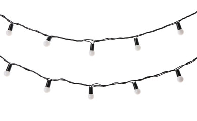Christmas lights on white background