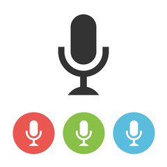 Microphone black flat vector icon isolated on white