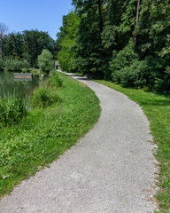 Fototapeta na wymiar Footpath leading to the Birch Cottage in Maksimir Park